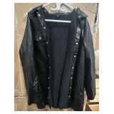 (4XL) Women's Black Faux Leather Shirt Jacket