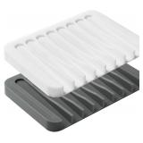 NEW 2PK Silicone Soap Trays w/Drainer