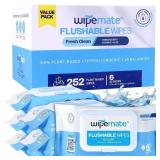 Wipemate Fresh Clean Flushable Butt Wipes 252ct
