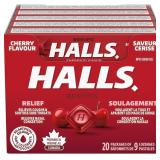 20pk HALLS Cherry Flavour Cough Drops 9ct