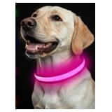 (M) PINK Light up Dog Collar