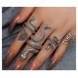 4 Piece Silver Snake Rings