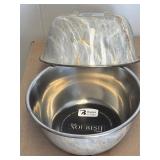2 x 15 oz Marble Stainless Pet Bowls