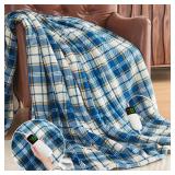 $38 Misty Blue Checkered Blanket Electric Throw