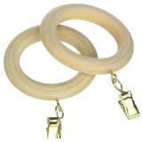 NEW $41 7PK Wood Drapery Rings w/Eyelet & Clip