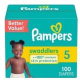 $40 Pampers Swaddlers Diapers, Size S5 (20-37 Lbs)