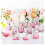 $30 Glass Vases Set of 12 Small Pink Flower Vase