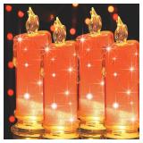 NEW 4PK LED Flameless Candles D:2.75'x H:7.08'