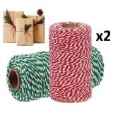 SEALED 4PK Xmas Cotton Rope Ribbon Twine -200M