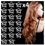 NEW $32 4 X 20PK Cute Silver Metal Star Hair Clips