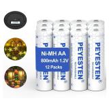 SEALED 12PK AA Rechargeable Batteries 800mAh