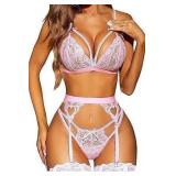 (Medium) 3Pcs Women Lingerie Set
