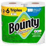 NEW $30 (2x6) Bounty Triple Paper Towel Rolls