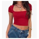 NEW (S) Women's Crop Tops Cap Sleeve