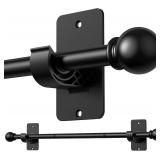 NEW Black Curtain Rod & Brackets, No Drill(28-48')