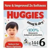 $50 Huggies Size 6 Snug & Dry Baby Diapers