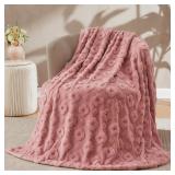 $49 NEW Lotus Karen Faux Rabbit Fur Throw Blanket