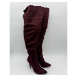 $150 Over Knee Burgundy Boots Size 10 (Used)