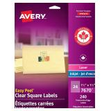 MISSING Avery Clear Square Labels, 1  x 1  Clear M
