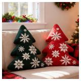 NEW 2PK 3D Shape Christmas Tree Pillows 20.5'x16 '