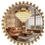 $148 NEW 30 Inch Round Wall Mirror with Antique Go