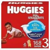 NEW $50 Huggies Size 3 Baby Diapers 168 Count