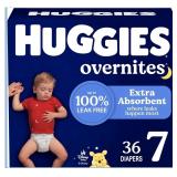 NEW (7) 34-ct Huggies Overnight Diapers