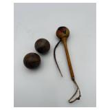Wooden Maraca + Decorative Balls Set