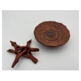 Handmade Ceramic Bowl + Wood Decor Set