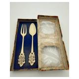 Vintage Carved Serving Set (Fork & Spoon)