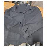 NEW XL Womans Black Button Up Dress Shirt