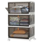 SEALED $45 3PC Stackable Closet Organizer w/Wheels