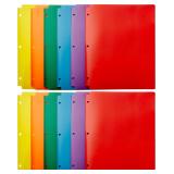NEW 12PK Plastic 3 Hole Punch Folders w/2 Pockets