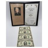 $2 Bill Uncut Sheet Set w/ Portfolio