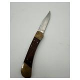 Vintage Folding Pocket Knife (Wood/Brass Handle)