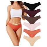 NEW 6Pc (L) Seamless V Cut Thongs for Women