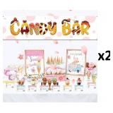 NEW 2PK 3.9FT Fabric Candy Bar Party Banner&Ribbon