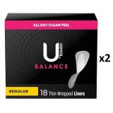 NEW 2 Packs Of 18PC Kotex Panty Liners, Regular