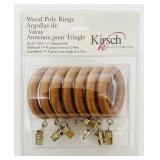 NEW 7PK Wood Pole Curtain Rings Warm Oak