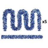 NEW $35 5PK 78' Blue & Silver Christmas Garland