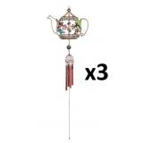NEW $30 3PK Vintage Tiny Teapot Wind Chime Set