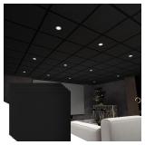 NEW $190 24pc Black Fiber Acoustic Ceiling Tiles