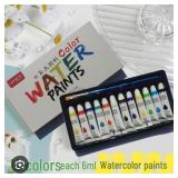 NEW Artist Watercolor Paint Set 12 Colours, Beginn