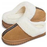 $39 NEW (W 7) Womens Fuzzy Memory Foam Slippers La