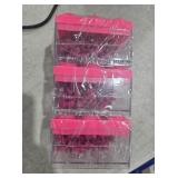 NEW 3 x 100PK Pink Push Pins In Lego Containers