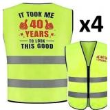 NEW 4PK $120 40TH Birthday Safety Vest Reflective