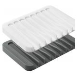 NEW 2PK Silicone Soap Trays w/Drainer