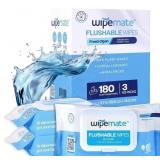 Wipemate Fresh Flushable Butt Wipes, 180ct