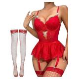 NEW $34 4PC (L) Women's Sexy Lingerie Set
