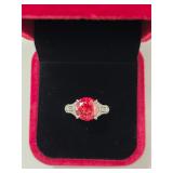 $1,850 App (3,00ct) Vivid Red Moissanite Ring Sz7
